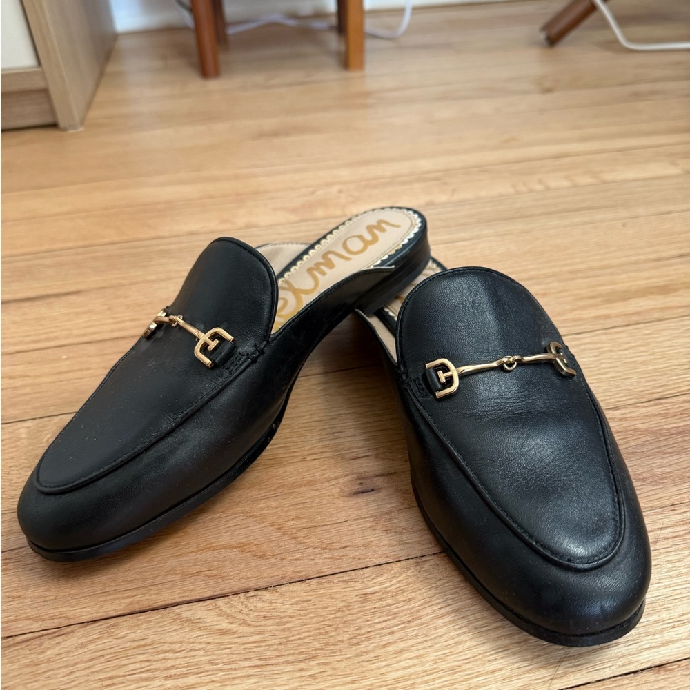 Sam Edelman Women’s Black Leather Slip-On Mule Loafers